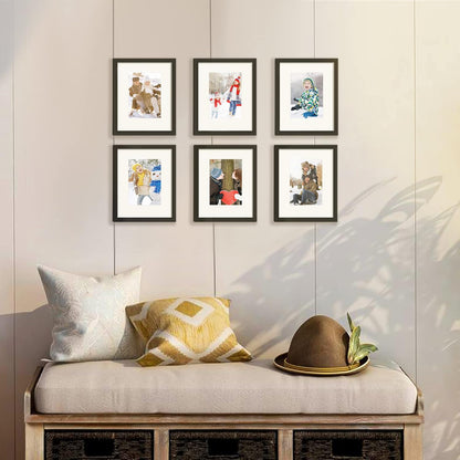 upsimples 5x7 Picture Frame Set of 10, Display Pictures 4x6 with Mat or 5x7 Without, Multi Photo Frames Collage for Wall or Tabletop Display, Black