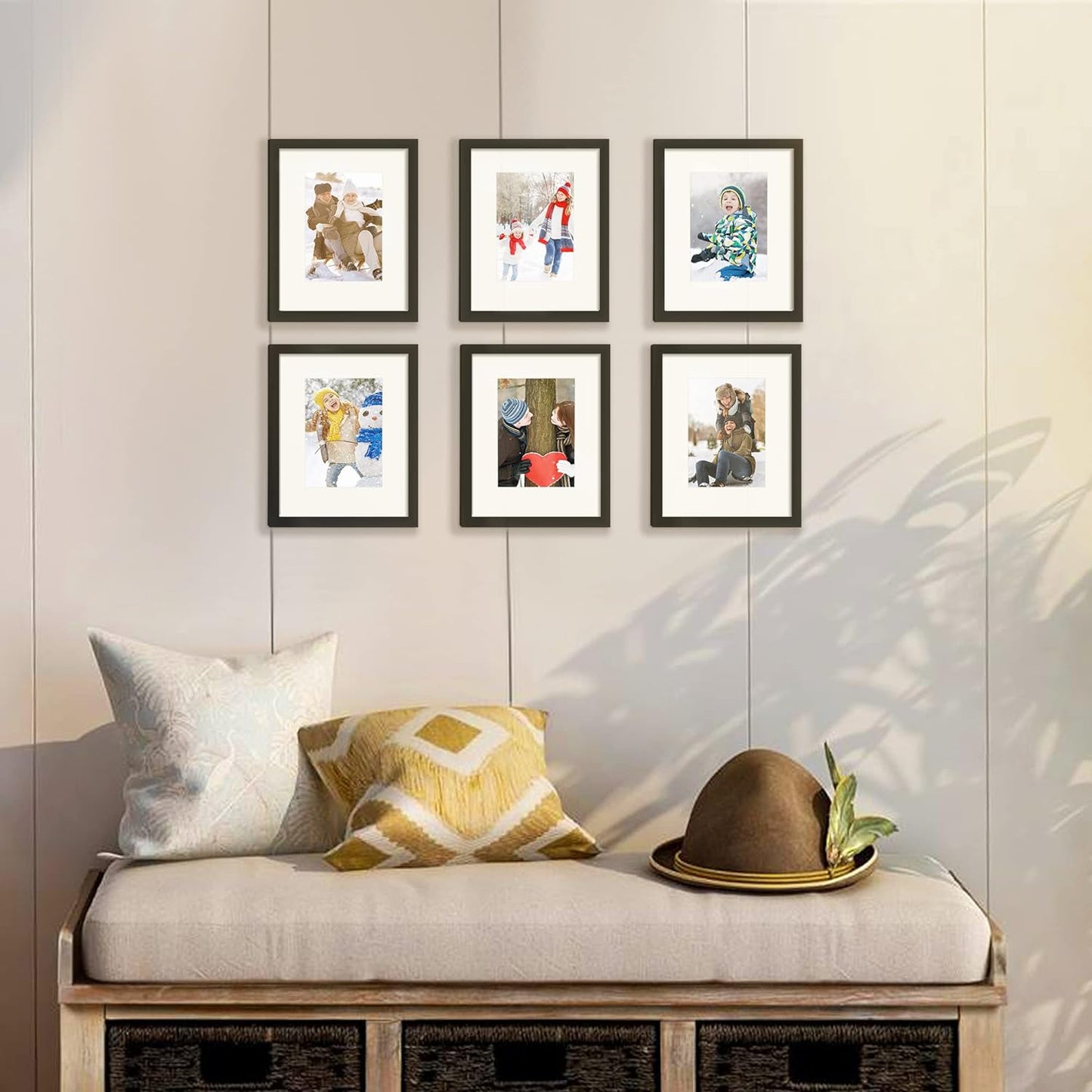 upsimples 11x14 Picture Frame Set of 5, Display Pictures 8x10 with Mat or 11x14 Without Mat, Wall Gallery Photo Frames, Black