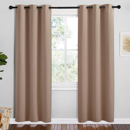 NICETOWN Halloween Pitch Black Solid Thermal Insulated Grommet Blackout Curtains/Drapes for Bedroom Window (2 Panels, 42 inches Wide by 63 inches Long, Black) - Colors D