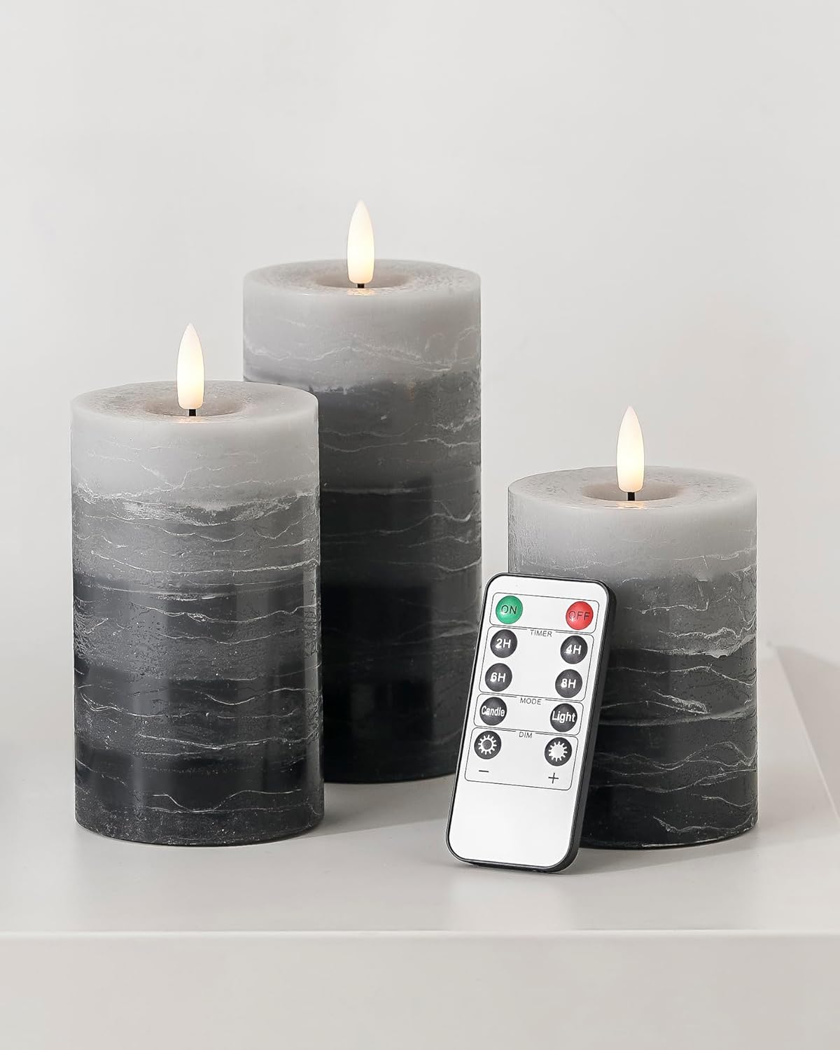 Stmarry Ivory Flameless Candles with Remote and Timer, Real Wax Made LED Pillar Candles Battery Operated with 3D Flickering Flame - 3" x 4",5",6" - Set of 3