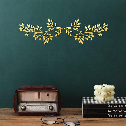 Hotop 2 Pieces Metal Tree Leaf Wall Decor Vine Olive Branch Leaf Wall Art Wrought Iron Scroll Sculptures Above the Bed, Living Room, Outdoor Decoration (Classic Style,Black)