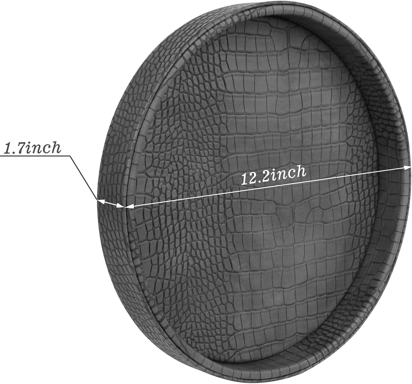 HofferRuffer Round Serving Tray 20'', Elegant Faux Leather Circle Ottoman Table Tray, Serve Tea Coffee Breakfast in Bedroom Living Room Kitchen (Brown)