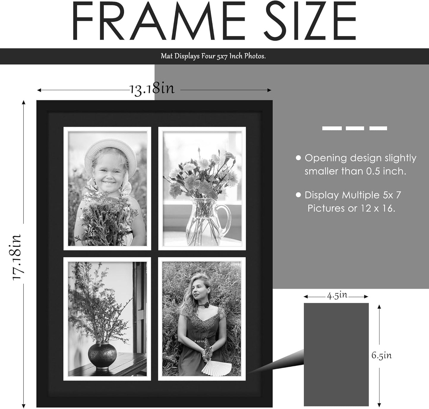 DUENPY 14x26 Collage Picture Frame 4x6 Collage Picture Frame Displays Twelve 4x6 inch Photos Available Horizontal Wall Mounting Display and Vertical Black - Colors A