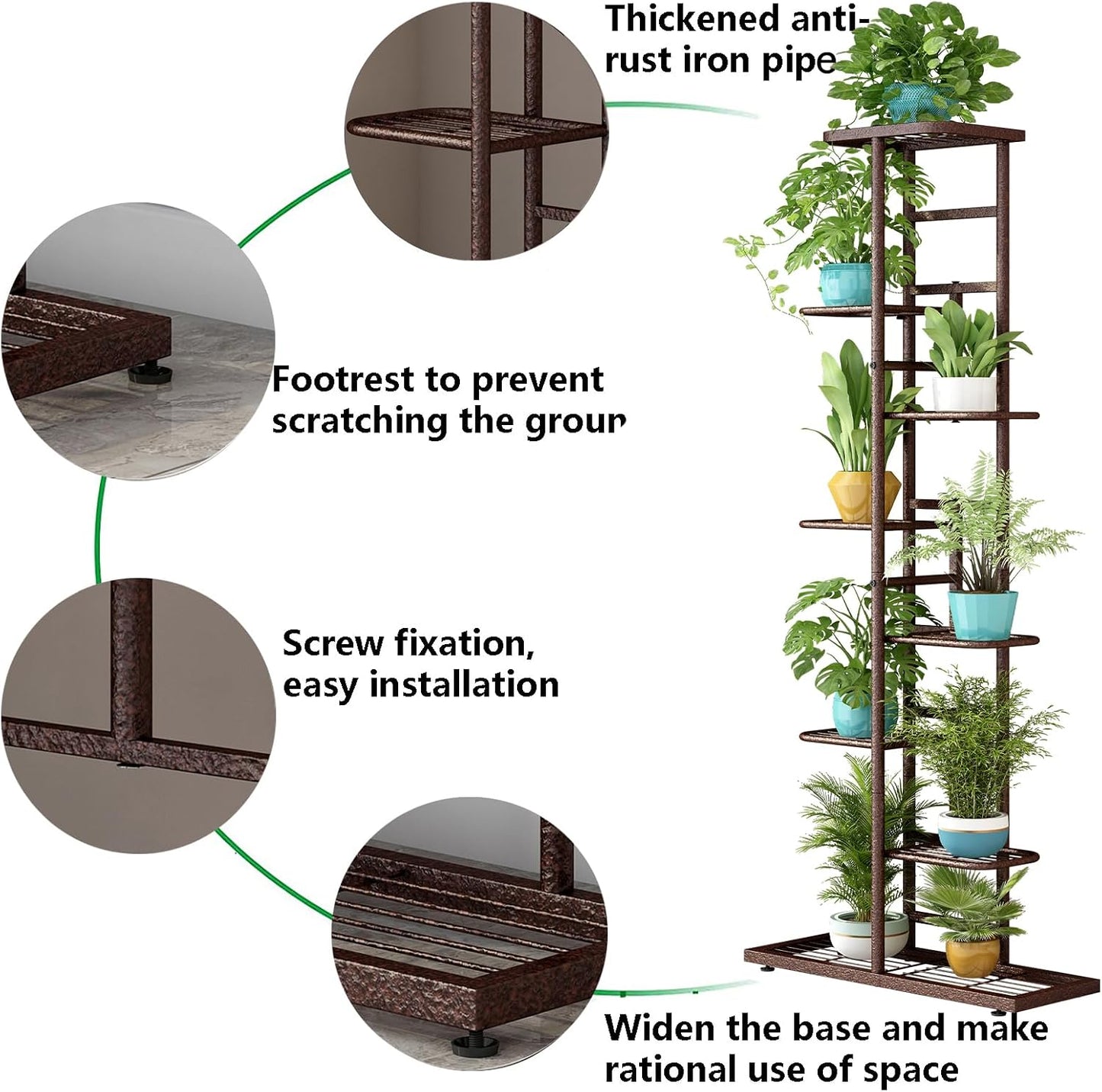 LINZINAR Plant Stand Indoor Outdoor Corner 4 Tier Metal Plant Shelf Patio Plant Rack for Garden Corner Balcony Living Room