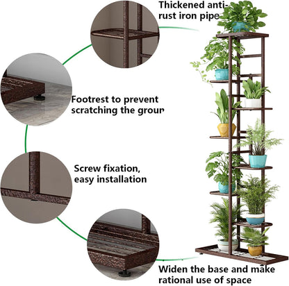 LINZINAR Plant Stand Indoor Outdoor Corner 4 Tier Metal Plant Shelf Patio Plant Rack for Garden Corner Balcony Living Room