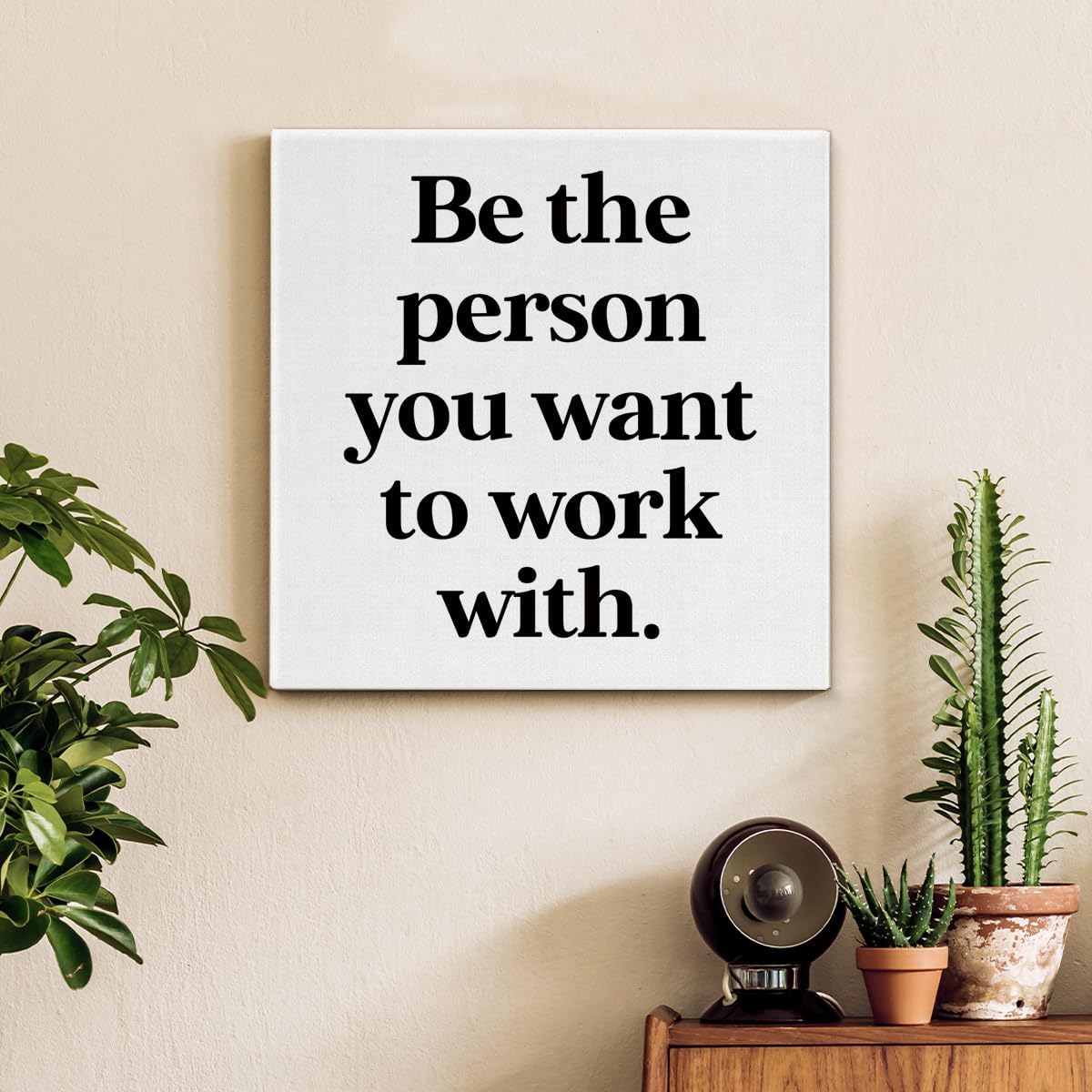 Inspirational Farmhouse Canvas Print Wall Art Decor One Small Positive Thought in the Morning Can Change Your Whole Day Sign Painting Plaque Rustic Home Decoration (8 X 8 Inches, Framed)