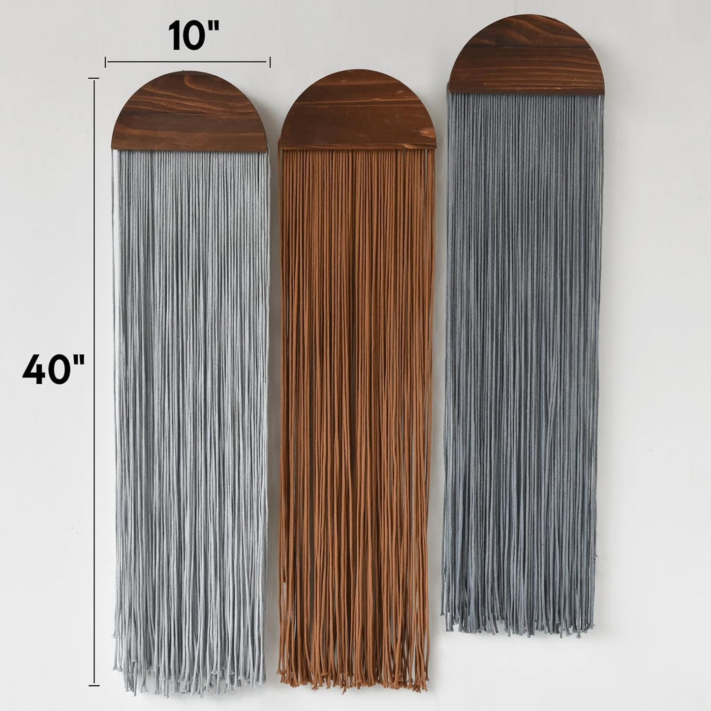 Flber 2 Pcs Macrame Wall Hanging Boho Wall Decor Handmade Macrame Art Tapestry Wedding Macrame Backdrop 13.7" W x 51" L For Living room Bedroom Headboard Decor