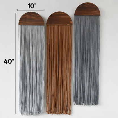 Flber 2 Pcs Macrame Wall Hanging Boho Wall Decor Handmade Macrame Art Tapestry Wedding Macrame Backdrop 13.7" W x 51" L For Living room Bedroom Headboard Decor