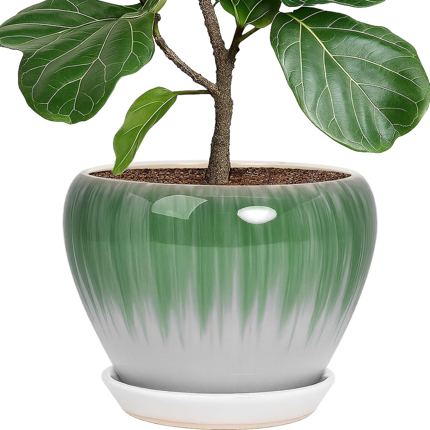 Deep Dream 6 Inch Plant Pots- Ceramic Planter Pot with Drainage Hole and Saucer, Round Flower Pot for Indoor Outdoor Succulent, Snake Plants and Cactus, Blue
