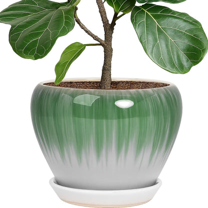 Deep Dream 6 Inch Plant Pots- Ceramic Planter Pot with Drainage Hole and Saucer, Round Flower Pot for Indoor Outdoor Succulent, Snake Plants and Cactus, Blue