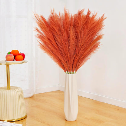 obbsie 50pcs Pink Faux Pampas Grass Decor, 21.6" Short Artificial Floral Branches Vase Filler Flower Arrangement for Home Wedding Boho Outdoor Decor