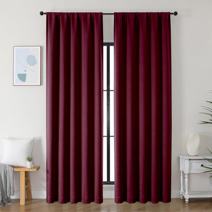Simplebrand Ava Sage Green Blackout Curtains for Bedroom 63 Inch Length 2 Panels Set, Solid Thermal Insulated Energy Saving Rod Pocket Window Treatment Curtains Blackout Drapes, W40 x L63 Inch, Sage - Colors A