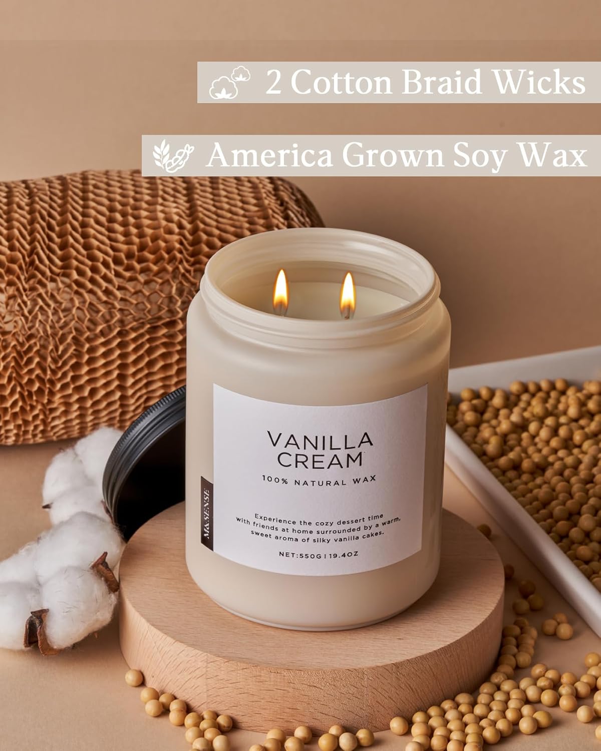 M&SENSE Eucalyptus & Mint Scented Jar Candle, Large 19.4oz Natural Soy Wax, 110-Hour Long Lasting Non-Toxic Clean Burning, Fresh Smelling Home Aromatherapy for Spa Stress Relief, Gifts for Men Women