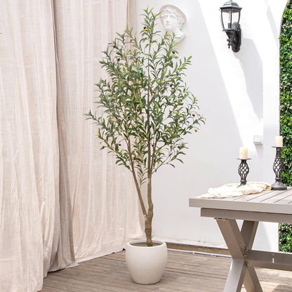 Artificial Olive Tree 6FT Tall Faux Olive Tree Artificial Indoor with Natural Wood Trunk and Lifelike Fruits Realistic Black Potted Interior for Home Office Living Room Decor