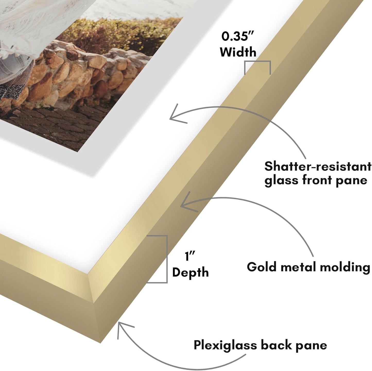 Americanflat Aluminum 11x14 Floating Picture Frame with Shatter-Resistant Glass - Use as 8x10 Picture Frame or Display 11x14 Photo - Signature Float Collection - Photo Frames for Wall Display - Black