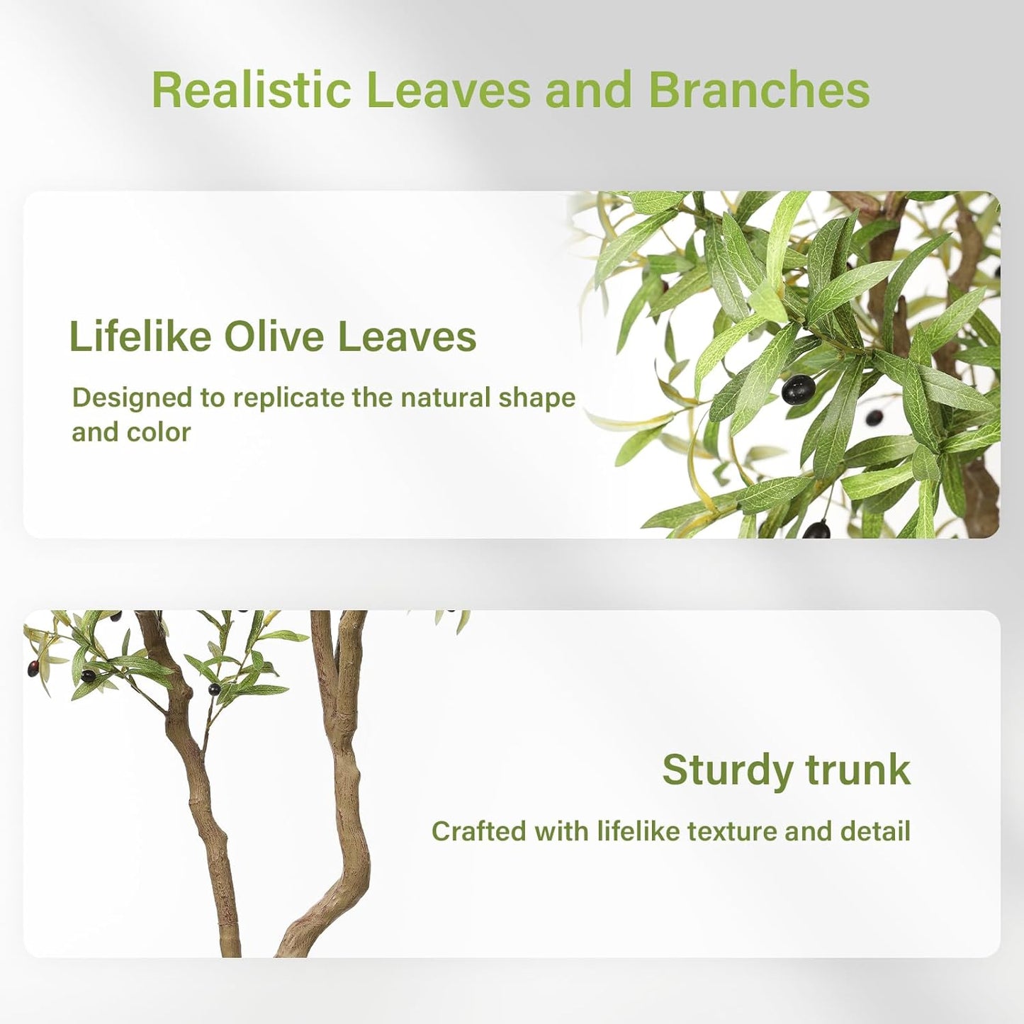 FEELEAD 7ft Faux Olive Tree - Fake Potted Olive Silk Tree with Planter Natural Olive Branches and Realistic Leaves Artificial Tree for Home House Office Decor Indoor