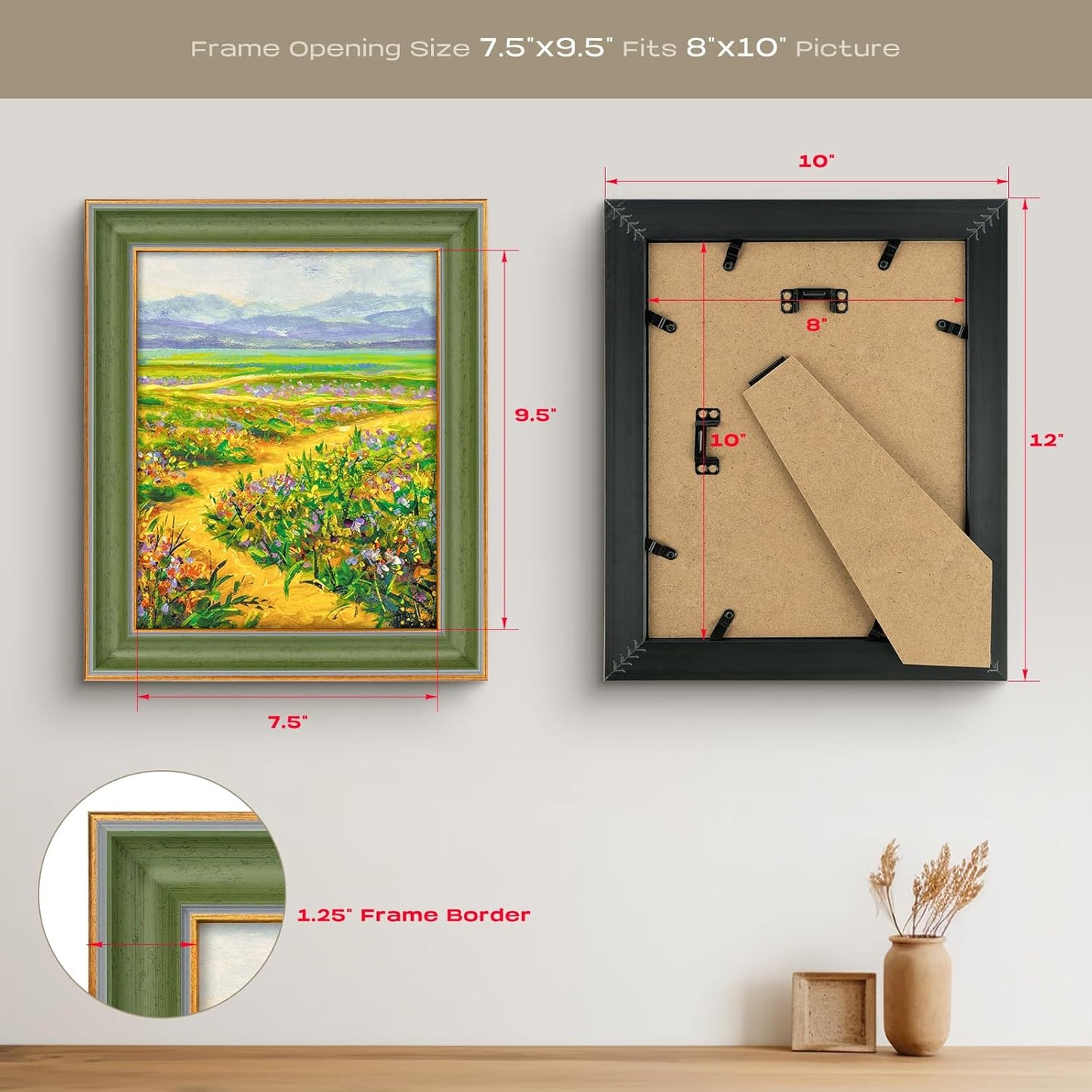 Golden State Art, 11x14 Photo Frame with Mat for Pictures 8x10 and Real Glass (Dark Gold Brown & Bronze Pewter Panel with White Color Mat, 1.25 Inch Frame Border)
