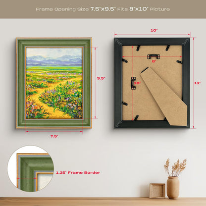 Golden State Art, 11x14 Photo Frame with Mat for Pictures 8x10 and Real Glass (Dark Gold Brown & Bronze Pewter Panel with White Color Mat, 1.25 Inch Frame Border)
