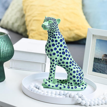 Quoowiit Bird Figurine, Modern Sculpture and Statues for Home Decor, Animal Statues for Bookshelf, Table, Entryway, Fireplace, Resin Decorative Sculpture with Chic Polka Dots Art Design (White)