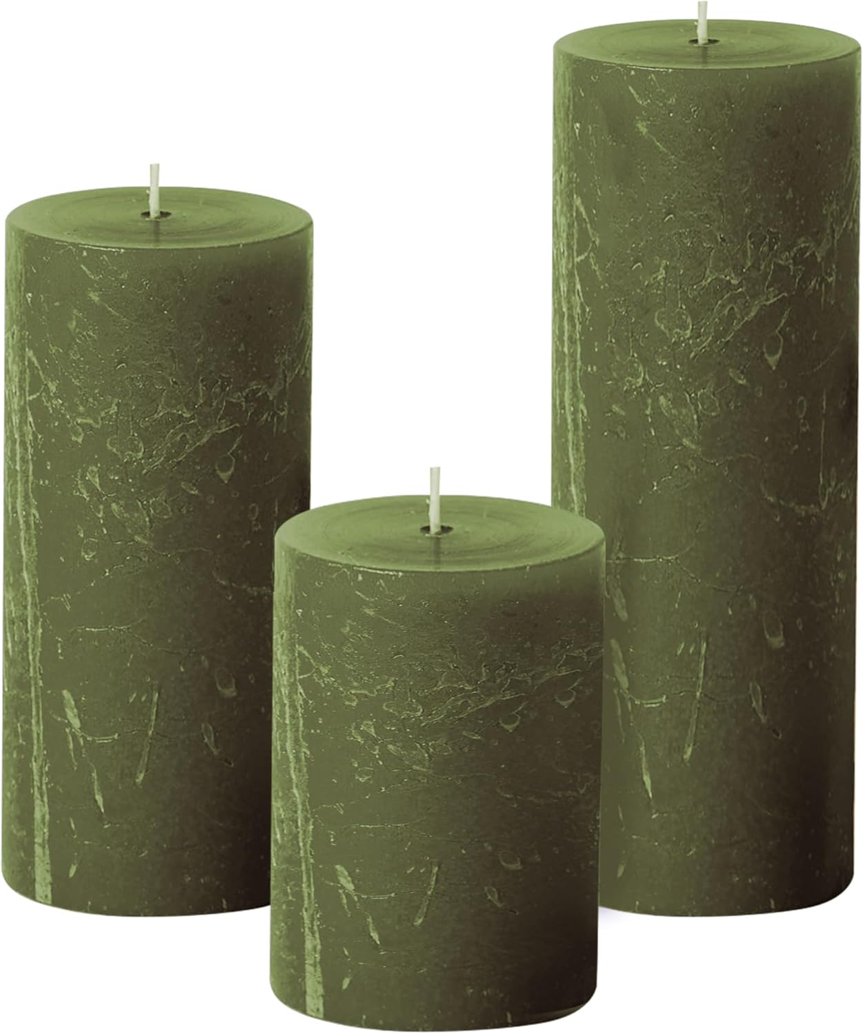 Simply Soson 3x6 inch Ivory Pillar Candles Set of 3, Rustic Texture, Unscented Ivory Candles, Dripless Candles, 3 inch Pillar Candles Ideal as Wedding, Parties, Spas, Dinner, Home Decoration, Church