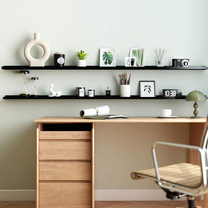 White Floating Shelves for Wall Decor, Wall Mounted Wood Storage Shelf for Bedroom, Living Room, Bathroom, Kitchen, Nursery, Display Picture Ledge Shelf with Lip Set of 2-14 Inches, White