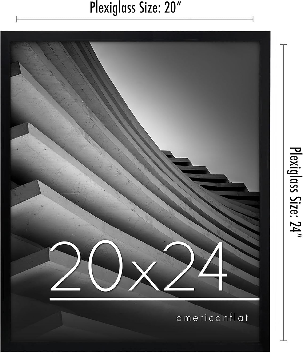 Americanflat 24x36 Poster Frame with Polished Plexiglass - Streamline Collection - Thin Border Picture Frame for Wall Display - Hanging Hardware Included - Black - Colors A