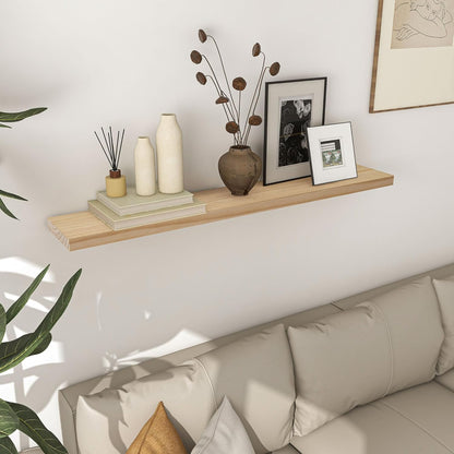 Floating Shelves 36 Inches Long - 8 Inch Deep Rustic Premium Solid Pine Wood for Storage - Farmhouse Wall Mounted for Living Room - Heavy-Duty Metal Bracket - 36" W x 8" D - Set of 2 - White Color