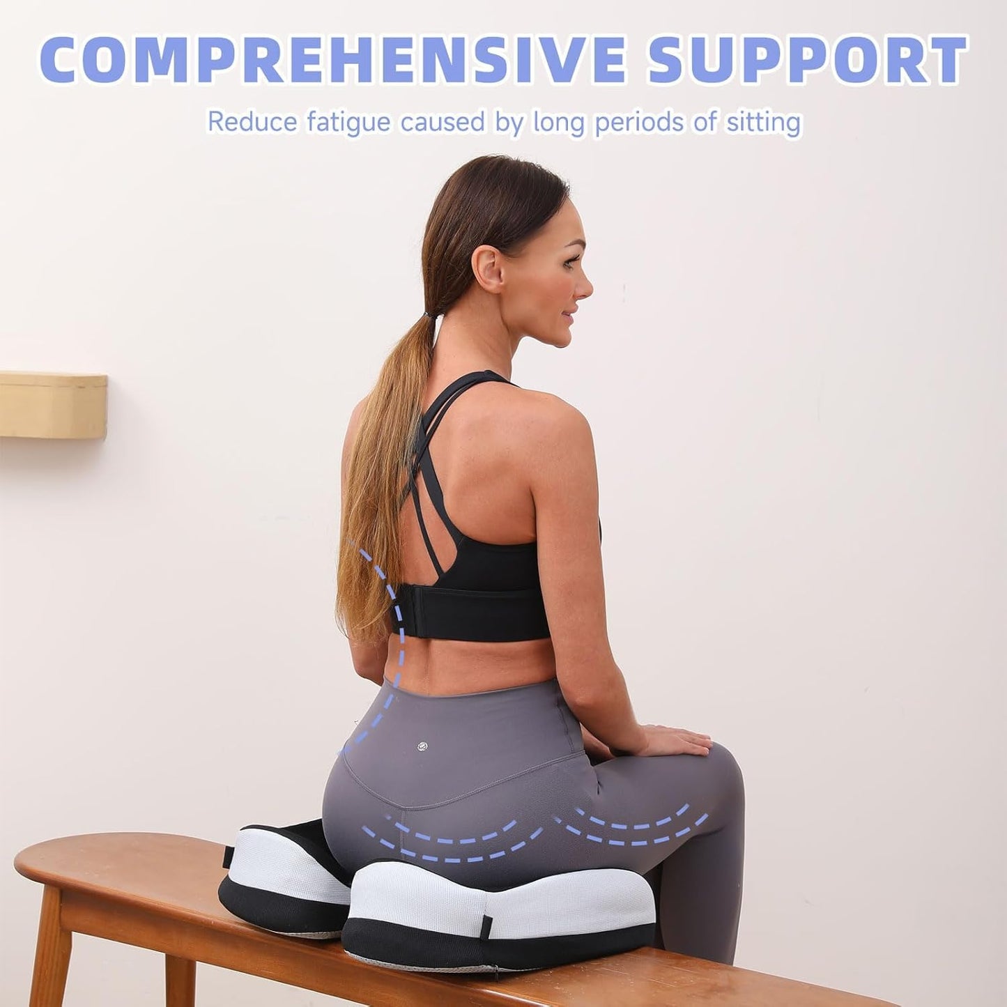 Seat Cushions for Office Chairs Wheelchair Cushion for Long Sitting Back Pain，Memory Foam Seat Car Computer Desk Chair Cushion，Coccyx Cushion for Tailbone Pain Relief Cushion Office Chair Black
