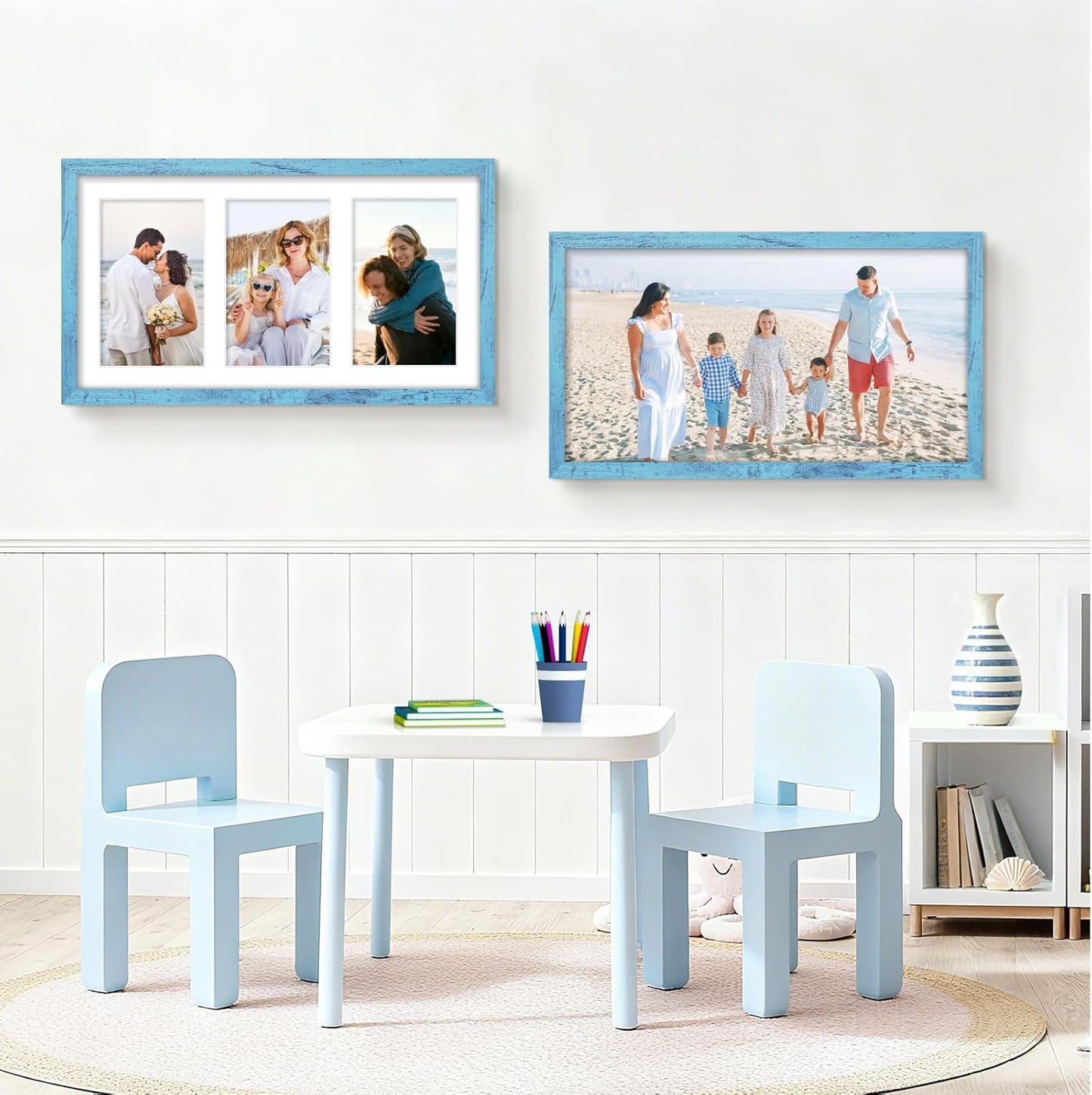 DUENPY 14x26 Collage Picture Frame 4x6 Collage Picture Frame Displays Twelve 4x6 inch Photos Available Horizontal Wall Mounting Display and Vertical Black - Colors A
