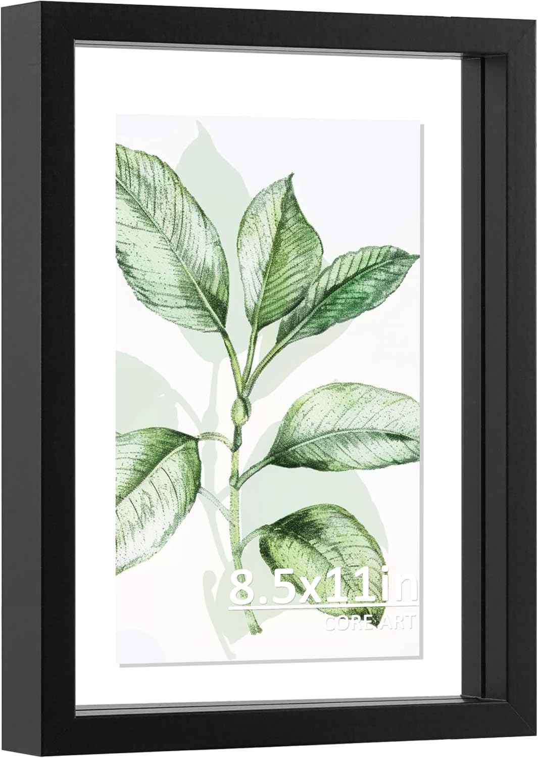 CORE ART 8x10 Floating Picture Frame,Double Plexglass Floating Frame for 5x7,4x6 Pictures,Wall or Tabletop Display,Black