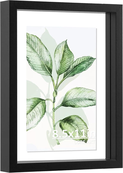 CORE ART 8x10 Floating Picture Frame,Double Plexglass Floating Frame for 5x7,4x6 Pictures,Wall or Tabletop Display,Black