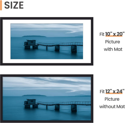 upsimples 8x10 Picture Frame, Display Pictures 5x7 with Mat or 8x10 Without Mat, Wall Hanging Photo Frame, Black, 1 Pack - Colors A