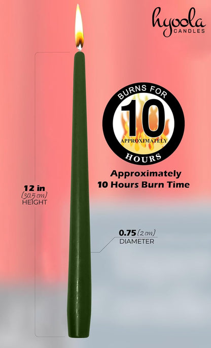 Hyoola Tall Taper Candles - 10 Inch Metallic Gold Unscented Dripless Taper Candles - 8 Hour Burn Time - 4 Pack