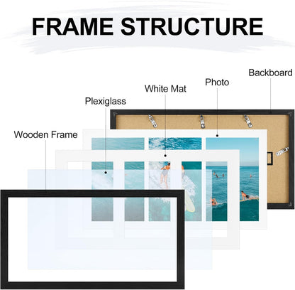 Vittanly 11x14 Collage Picture Frame, Displays 5Pcs 4x6 Pictures with Mat or 1Pcs 11x14 without Mat for Wall Mounting, Picture Frames Collage Wall Decor in Black, 1 Pack