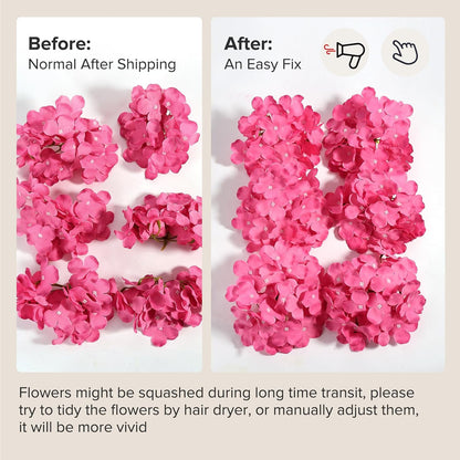 Auihiay 64 PCS Artificial Hydrangea Flowers, Silk Hydrangea Full Flowers Heads with Stems for Wedding Centerpieces, Home, Garden, Baby Shower, Party Decoration (Ivory)