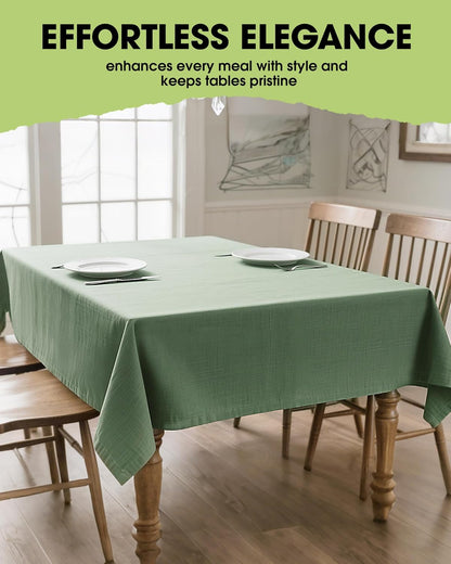 Pureegg Rectangle Linen Tablecloth Waterproof & Stain Resistant, Wrinkle-Free Table Cloth Adds Elegance and Protection, Ideal for Dining, Party, Wedding and Outdoor, 52 x 70 Inch, Sage Green