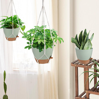 Vanslogreen Hanging Planters for Indoor Outdoor Plants, 2 Pack Self Watering Hanging Pot with Drainage Holes & Removable Tray (Black, 8'')