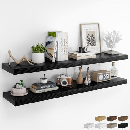 RICHFOCUS 72Inch Floating Shelves for Wall 2 Pack Shelves for Bedroom|Kitchen|Bathroom Wall Mounted Rustic Wood Floating Shelf with Invisible Brackets for Books|Storage|Decor, Rustic Brown