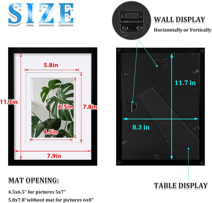 Egofine 12x16 Picture Frame Black, Covered by Plexiglass Made of Solid Wood, Display Pictures 9x12 and 11x14 with Mat or 12x16 Without Mat, for Wall Mounting Photo Frame - Colors B