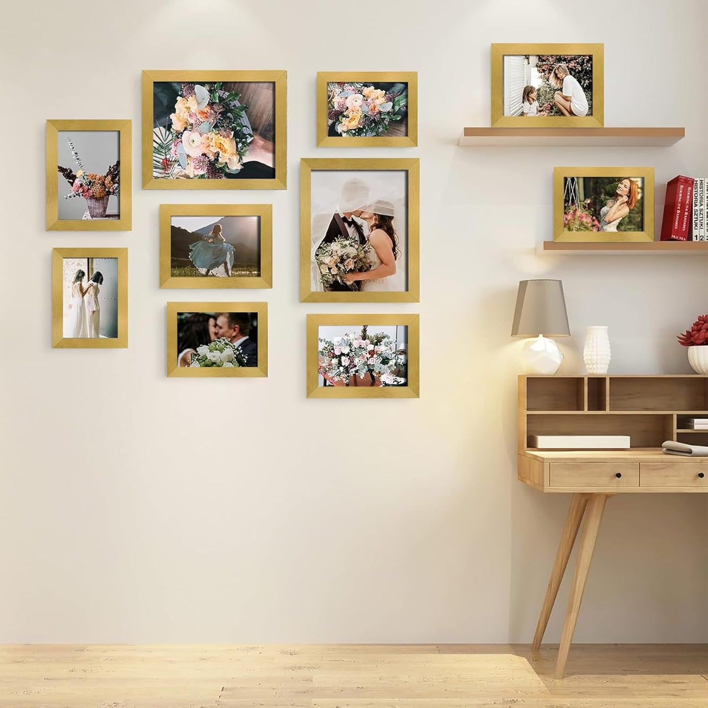 LUCKYLIFE Picture Frames Collage Wall Decor 10-Pack, Gallery Wall Frame Set with 8x10 5x7 4x6 Frames in 3 Different Finishes
