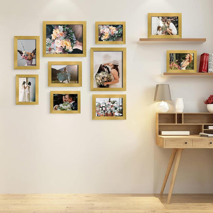 LUCKYLIFE Picture Frames Collage Wall Decor 10-Pack, Gallery Wall Frame Set with 8x10 5x7 4x6 Frames in 3 Different Finishes