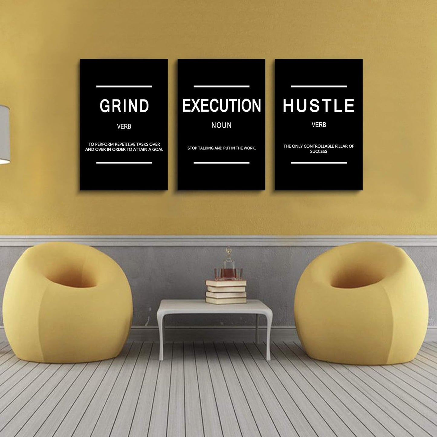 Inspirational Canvas Painting Wall Art -EPHANY ART,Mindset Quotes Prints, Success Framed Entrepreneur Poster Positive Quotes Wall Poster for Home Office Workplace (M-3pcs,12x16inchx3pcs)