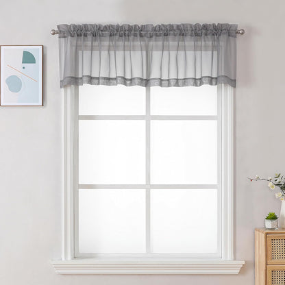 Chyhomenyc Sheer White Valances for Windows 2 Pack, Small Window Curtains for Living Room Bathroom Cafe Laundry Basement, Modern Top Dual Rod Pocket Voile Curtain, 42W x 14L inches, White - Colors C