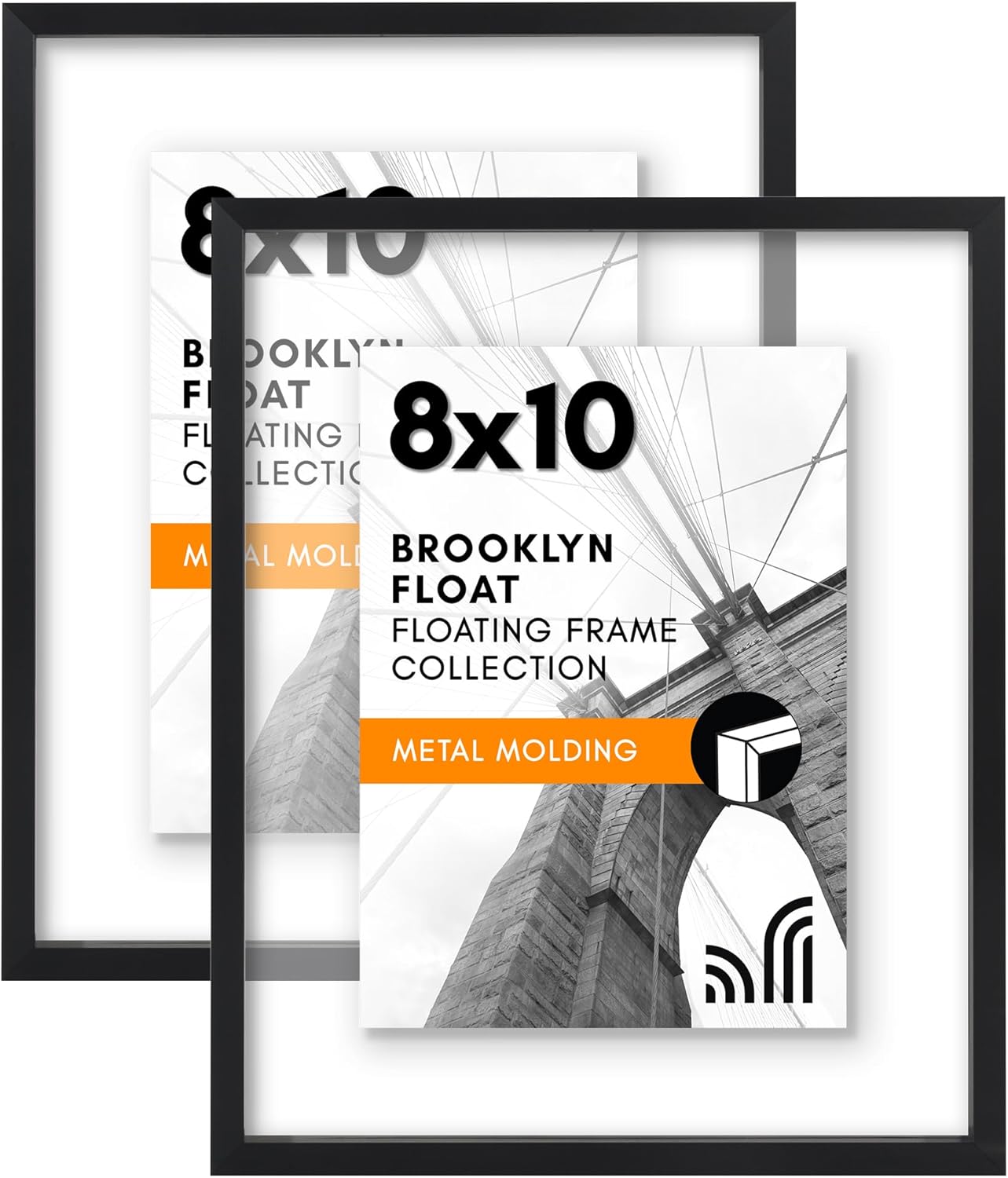 Americanflat Aluminum 11x14 Floating Picture Frame with Shatter-Resistant Glass - Use as 8x10 Picture Frame or Display 11x14 Photo - Signature Float Collection - Photo Frames for Wall Display - Black