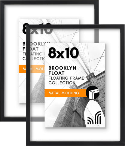 Americanflat Aluminum 11x14 Floating Picture Frame with Shatter-Resistant Glass - Use as 8x10 Picture Frame or Display 11x14 Photo - Signature Float Collection - Photo Frames for Wall Display - Black