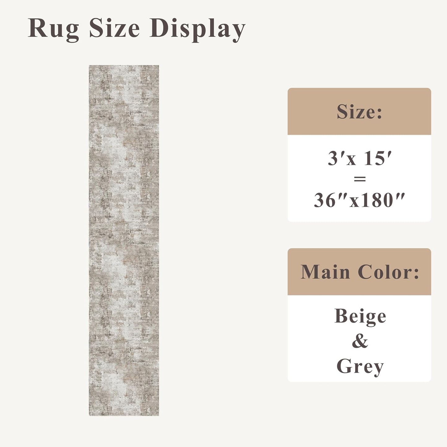 2x3 Washable Non-Slip Area Rug - Soft Low Pile Throw Rug for Kitchen Entryway Bedroom - Modern Indoor Door Mat with Rubber Backing (Beige Grey) - Colors B