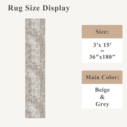 2x3 Washable Non-Slip Area Rug - Soft Low Pile Throw Rug for Kitchen Entryway Bedroom - Modern Indoor Door Mat with Rubber Backing (Beige Grey) - Colors B