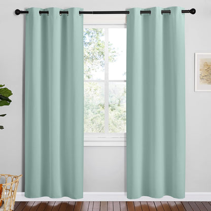 NICETOWN Halloween Pitch Black Solid Thermal Insulated Grommet Blackout Curtains/Drapes for Bedroom Window (2 Panels, 42 inches Wide by 63 inches Long, Black) - Colors A