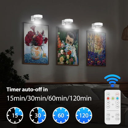 Arixinks 3PACK Picture Light Battery Operated with Remote, Painting Light for Wall Art with 3 Lighting Colors Dimmable, LED Art Display Accent Light on Wall for Poster Dartboard Frame Portrait Black