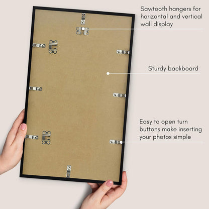 Americanflat 24x36 Poster Frame with Polished Plexiglass - Streamline Collection - Thin Border Picture Frame for Wall Display - Hanging Hardware Included - Black - Colors C